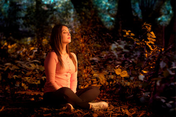 Woman meditating in the morning	