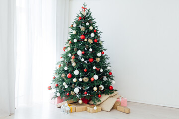 Christmas tree with gifts decor interior new year vacation