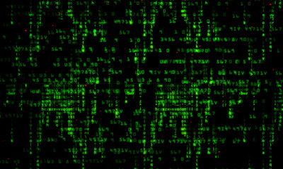 Hacker style green matrix numerals abstract background.