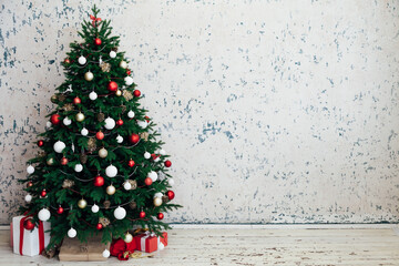 Christmas tree with gifts decor interior new year vacation