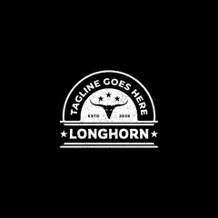 Texas longhorn, country western bull cattle vintage retro logo