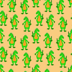 vector seamless pattern with crocodiles on a light yellow background