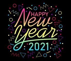 Happy New Year 2021 graphic typography