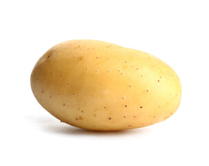 Raw potato on white background