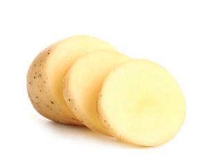 Cut potato on white background