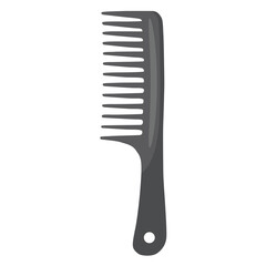 Comb. A dark grey plastic comb for untangling and combing tangled wet and dry hair.Vector illustration isolated on a white background for design and web.
