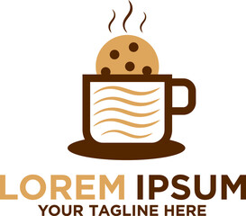 Cookies with hot coffee or tea logo