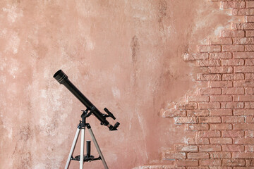 Modern telescope near color wall