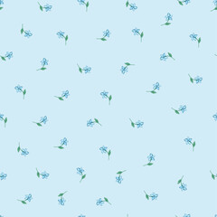 seamless illustration of little flowers on a light blue background