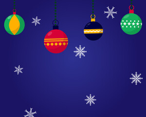 Merry Christmas concept: There are many balls and snowflakes for your design. 