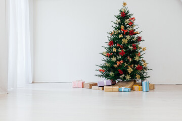 Christmas tree with gifts interior decor for the new year