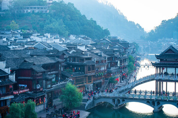 The Old Town of Phoenix (Fenghuang Ancient Town). The popular tourist attraction which is located...