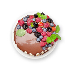 Cheesecake with berries and chocolate