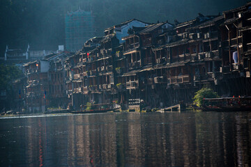 Obraz premium The Old Town of Phoenix (Fenghuang Ancient Town). The popular tourist attraction which is located in Fenghuang County. HuNan, China, 