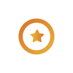 golden star in circle icon. Flat vector illustration in gold isolated on white background. EPS 10