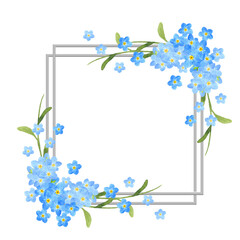 水彩の忘れな草のフレーム
