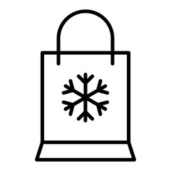 Shopping Bag with Snow Flake Concept, Holiday Sales Vector Color Icon Design, Winter Fall activities Symbol on white background, Cold Weather Sign, Wild Season Elements, 