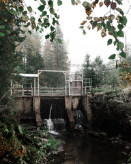 Old small dam in a forest