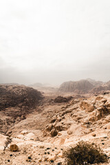 Foggy landscape in the desert
