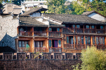 Street view local visitor and tourist atFenghuang old town Phoenix ancient town or Fenghuang County is a county of Hunan Province, China