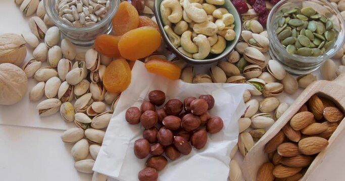 Nuts and seeds. View from above