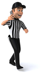 Fun 3D Illustration of an american Referee with a smartphone