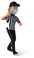 Fun 3D Illustration of an american Referee with a smartphone
