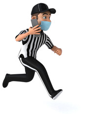 Fototapeta na wymiar Fun 3D Illustration of an american Referee with a smartphone
