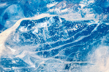 the abstract background of ice structure. blue transparent ice shape