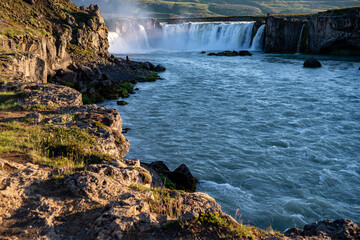 A view of Godafoss, one of most beautiful waterfalls in Iceland