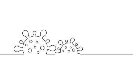 Continuous line background with coronavirus symbols or signs. Outline flat illustration. Corona viruses linear backdrop