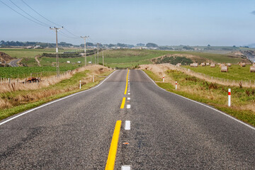 Fototapeta na wymiar Vertical road in New Zealand