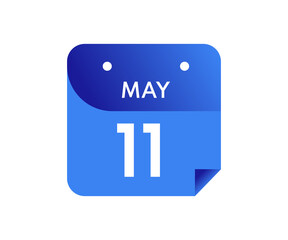 May 11 Date on a Single Day Calendar in Flat Style, 11 May calendar icon