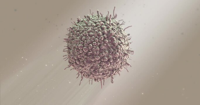 Cancer Cell animation under microscope.