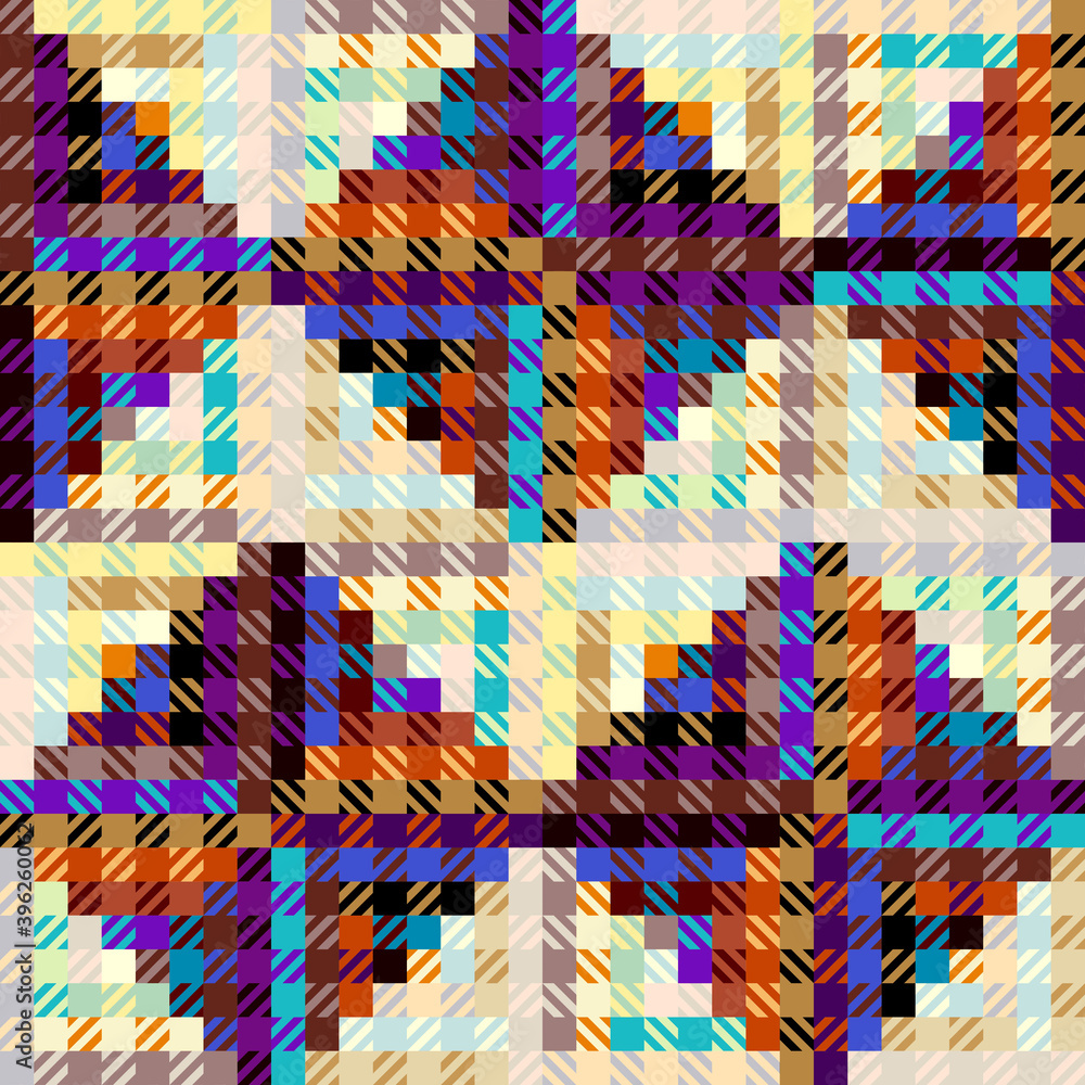 Aufkleber seamless geometric pattern. classic plaid pattern in patchwork style. vector image.
