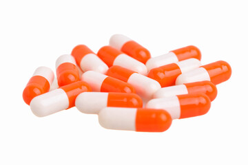 Vitamins, medicine in a white and red capsule