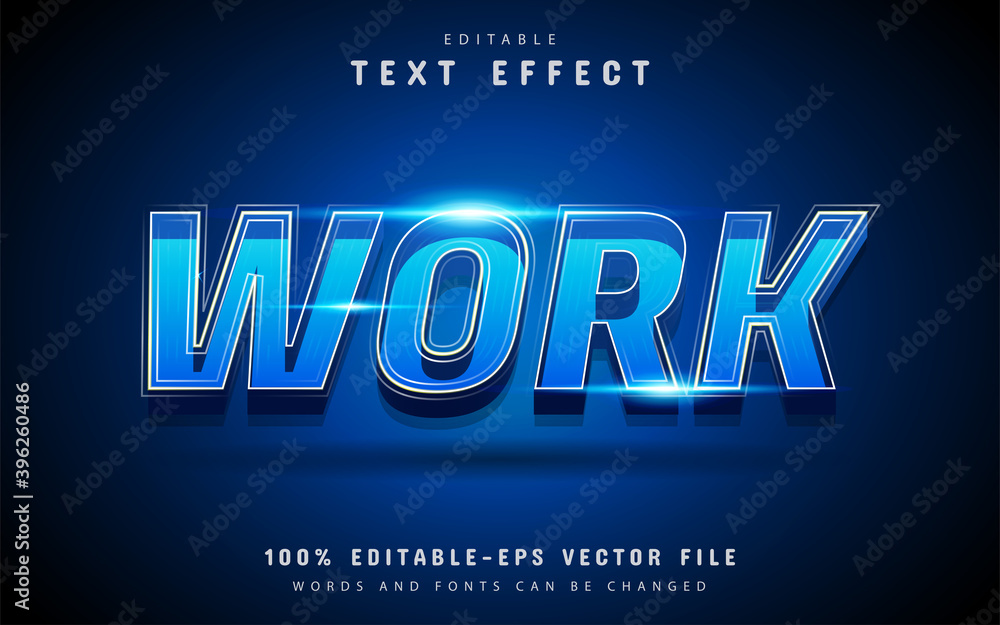 Poster work text effect with blue gradient