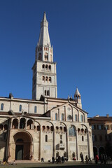 Obraz premium Ghirlandina historical tower with cathedral detail, Modena, Italy, Unesco world heritage