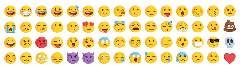 Emoji set vector isolated icon. All emoticons in one collection