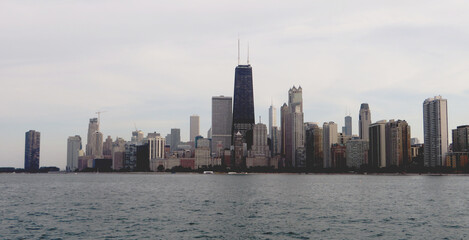 A panoramic view of the Skyline of the city of Chicago, Illinois.