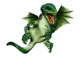 Fototapeta premium 3D Rendering Fairy Tale Dragon on White