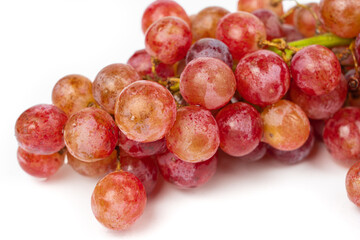 Fresh red grapes isolated on white background, copy space