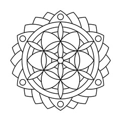 Sacred geometry flower of life circle vector mandala coloring book - 396265453