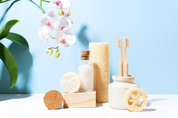 Set of personal care products, concept of zero waste lifestyle