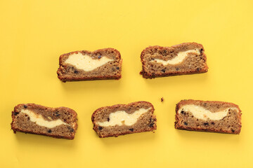 Sliced Cream Cheese Cheesecake Filled Banana Bread