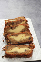 Sliced Cream Cheese Cheesecake Filled Banana Bread