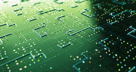 High Tech Futuristic AI Processor. Processing Data In Real Time. Artificial Intelligence. Computer And Technology Related 3D Illustration Render