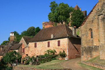 medieval house and church in prudhomat (france)