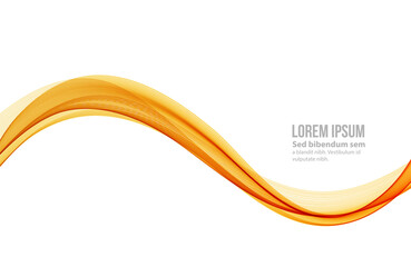 Vector orange abstract wave design element. Smoke lines