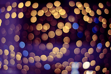 Colorful Christmas lights bokeh background, winter holidays celebration